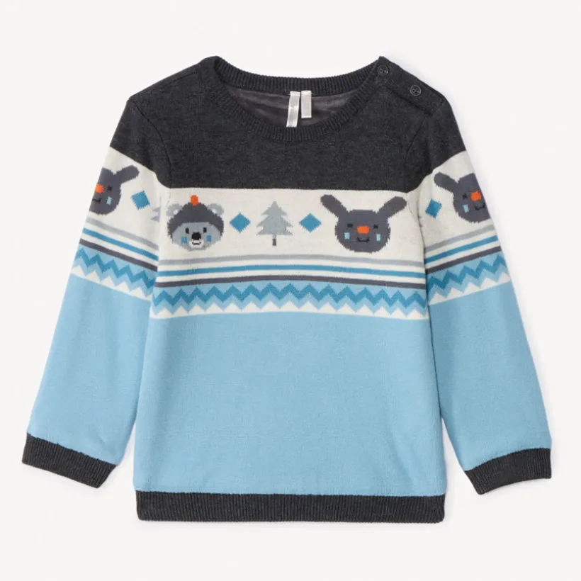 Gebreide velours gevoerde jacquard trui voor babyjongen