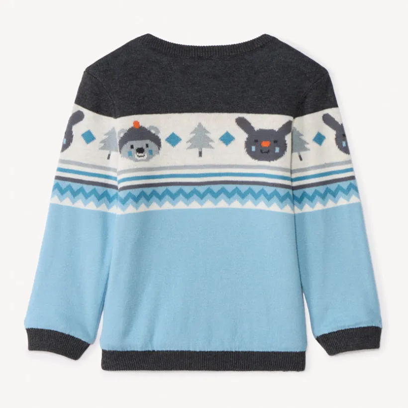 Gebreide velours gevoerde jacquard trui voor babyjongen