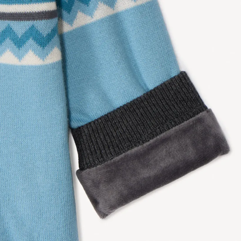 Gebreide velours gevoerde jacquard trui voor babyjongen
