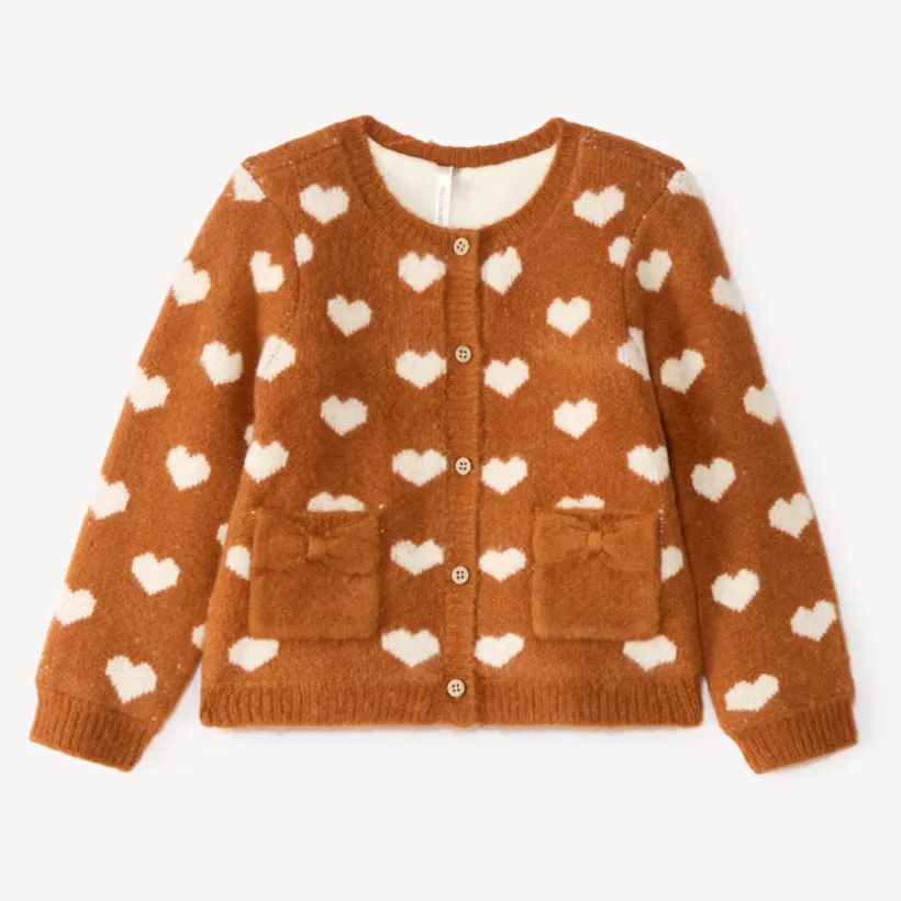 Gebreide vest voor babymeisjes met hartmotief
