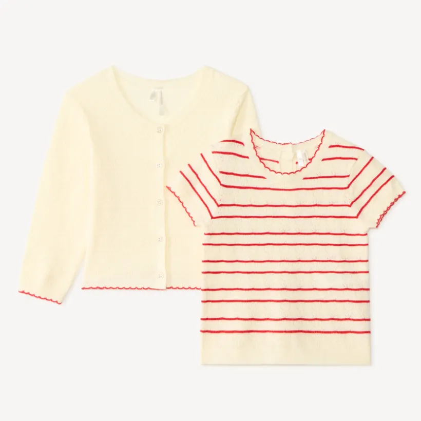 Gebreid fantasy gilet en t-shirt voor babymeisjes