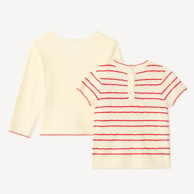 Gebreid fantasy gilet en t-shirt voor babymeisjes