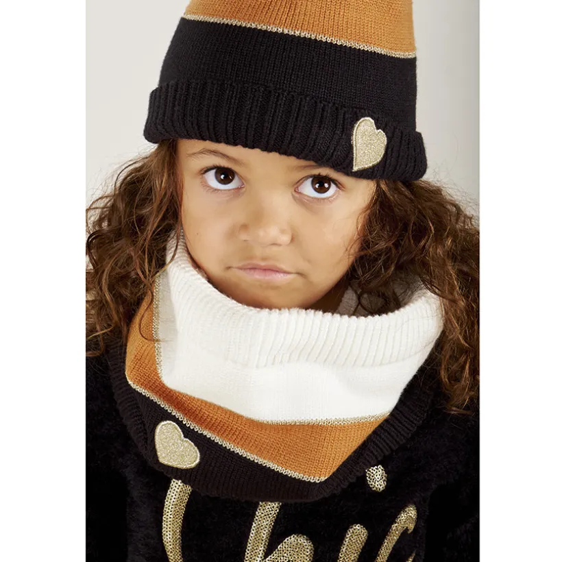 Gebreid muts en snood met colour block effect meisjes