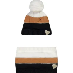 Gebreid muts en snood met colour block effect meisjes
