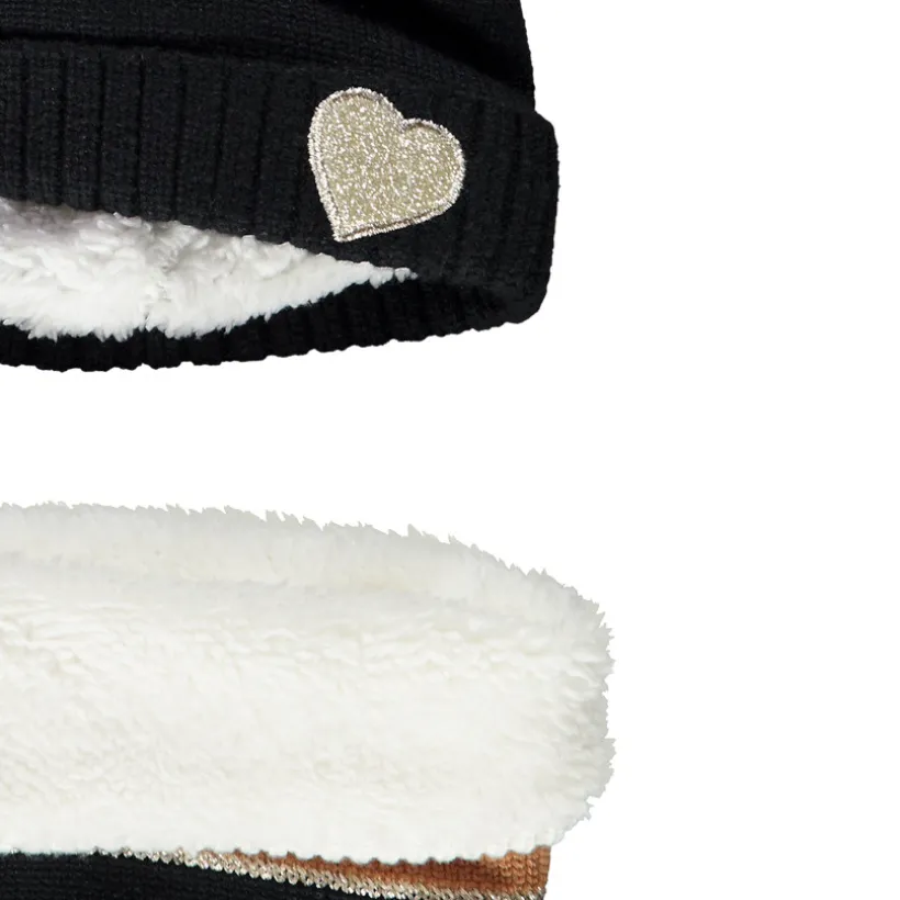 Gebreid muts en snood met colour block effect meisjes