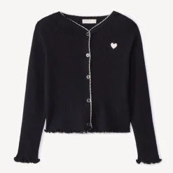 Gebreid ribvest met hartpatch meisjes