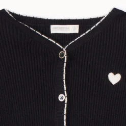 Gebreid ribvest met hartpatch meisjes