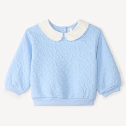 Gebreid sweat met tekstuur en kraag voor meisjesbaby's