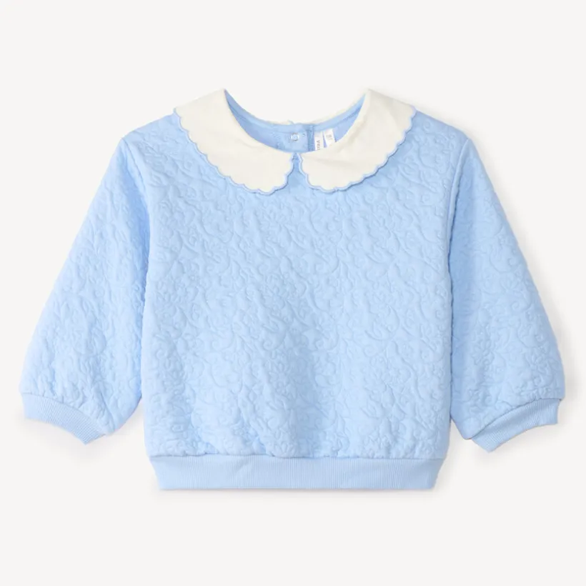 Gebreid sweat met tekstuur en kraag voor meisjesbaby's