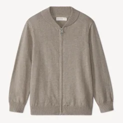 Gebreid vest met effen teddyboord en ritssluiting jongens