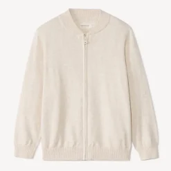 Gebreid vest met effen teddyboord en ritssluiting jongens