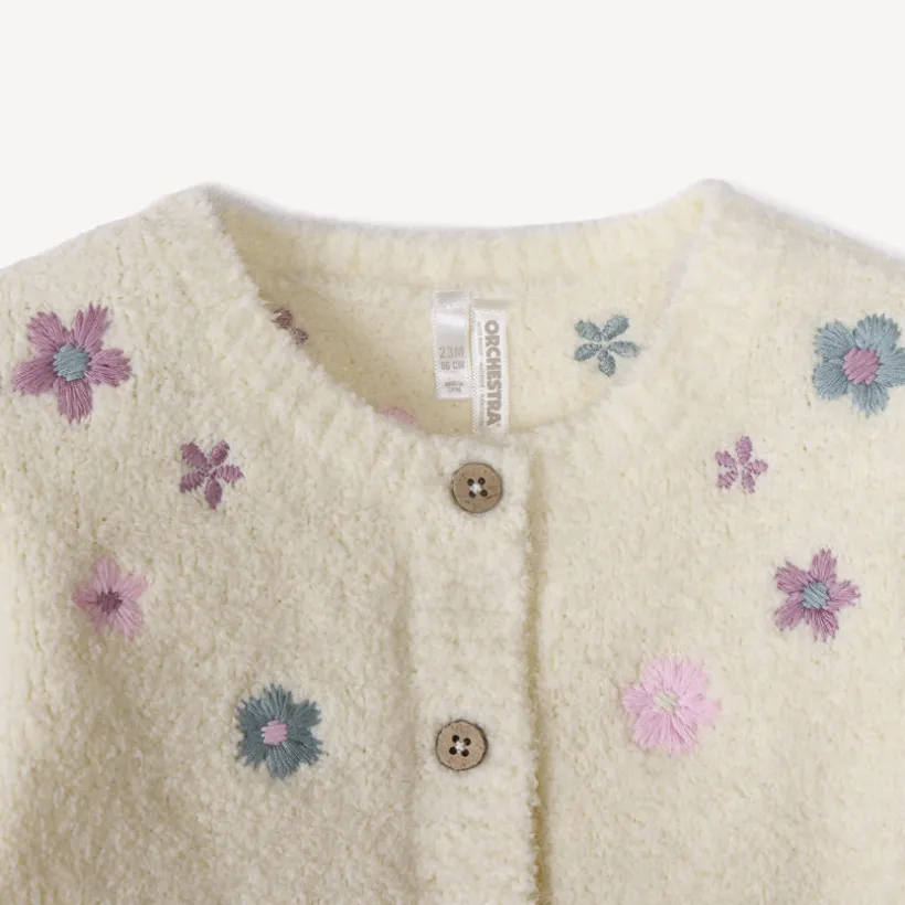 Gebreid vest met geborduurde bloemen meisjes