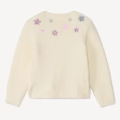 Gebreid vest met geborduurde bloemen meisjes
