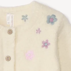 Gebreid vest met geborduurde bloemen meisjes