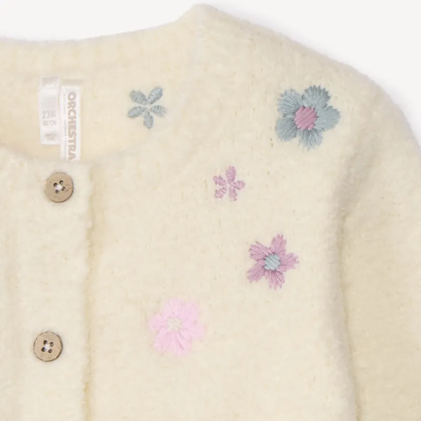 Gebreid vest met geborduurde bloemen meisjes