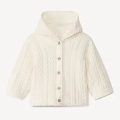 Gebreid vest met kap en fluwelen voering voor baby