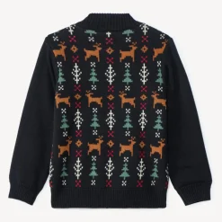 Gebreid vest met sherpa voering en kerstmotieven jongens