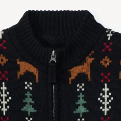 Gebreid vest met sherpa voering en kerstmotieven jongens