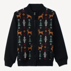 Gebreid vest met sherpa voering en kerstmotieven jongens