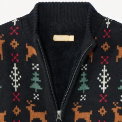 Gebreid vest met sherpa voering en kerstmotieven jongens