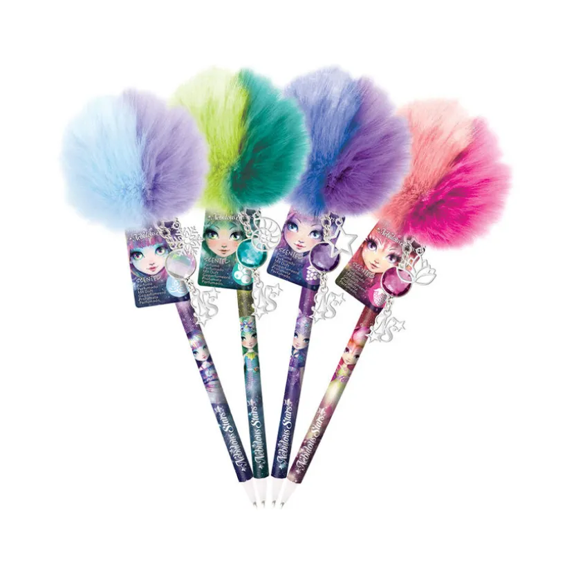 Gelpen met geparfumeerde inkt en tweekleurige pompon, willekeurig model
