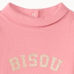 Geribde coltrui met glitterbericht voor babymeisje