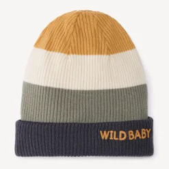 Geribde muts met colour block effect voor babyjongen