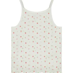 Geribde tanktop met feston en fantasieprint meisjes