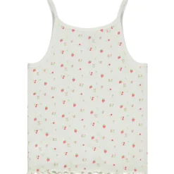 Geribde tanktop met feston en fantasieprint meisjes