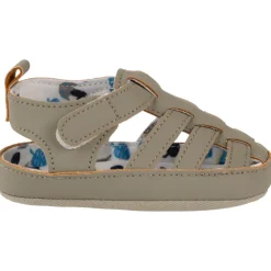 Gesloten sandalen met klittenband en bedrukte voering voor babyjongen