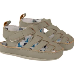 Gesloten sandalen met klittenband en bedrukte voering voor babyjongen