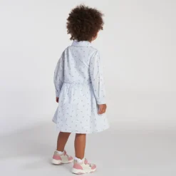 Gestreepte jurk met bloemenprint en lange mouwen voor babymeisje