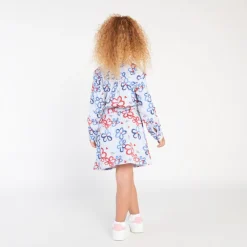 Gestreepte jurk met lange mouwen en bloemenprint meisjes