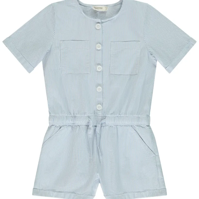 Gestreepte seersucker jumpsuit meisjes