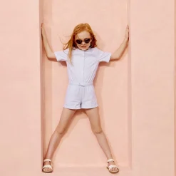Gestreepte seersucker jumpsuit meisjes