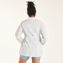 Gestreepte zwangerschaps- en voedingsblouse met lange mouwen