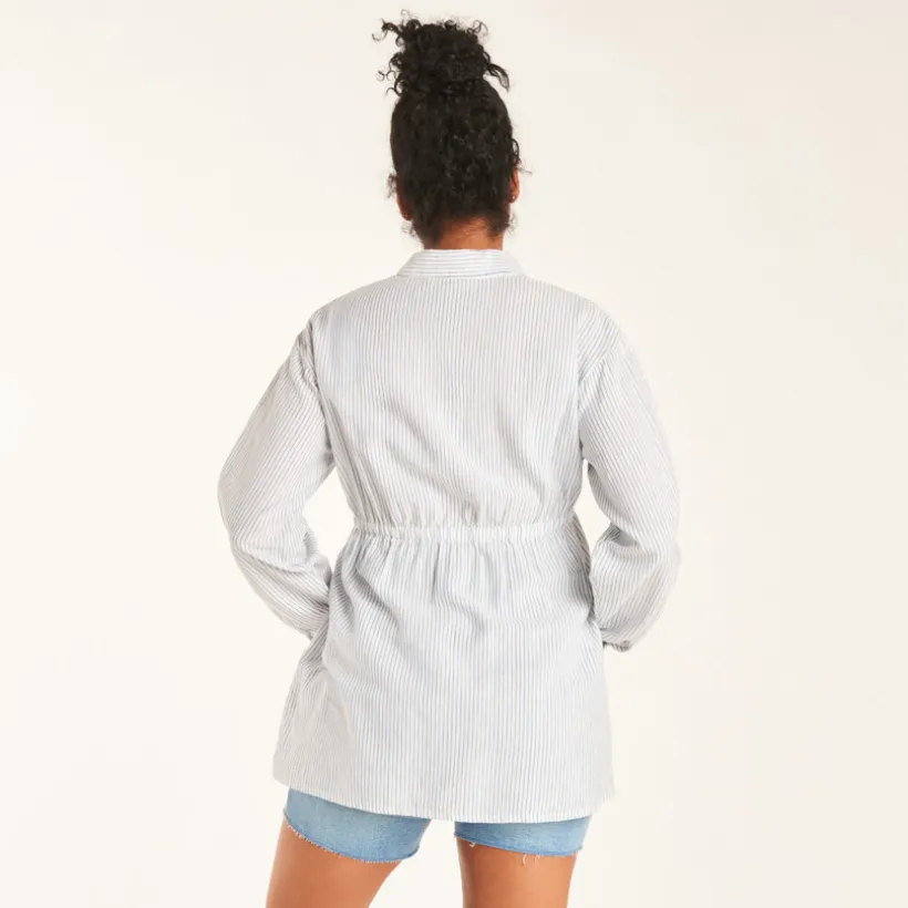 Gestreepte zwangerschaps- en voedingsblouse met lange mouwen