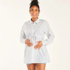 Gestreepte zwangerschaps- en voedingsblouse met lange mouwen