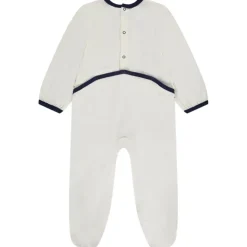 Gestreept pyjama met walvisprint voor babyjongens met verschillende sluitingen naargelang de leeftijd