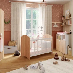 Gewatteerde bedomrander 3-delig Little princess met konijntjes, harten en sterrenmotieven