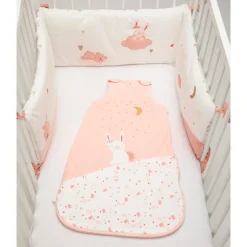 Gewatteerde bedomrander 3-delig Little princess met konijntjes, harten en sterrenmotieven