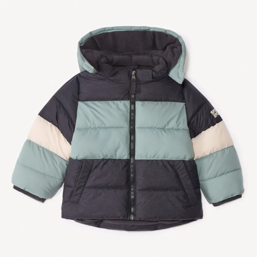 Gewatteerde donsjas met colorblock-effect voor babyjongens