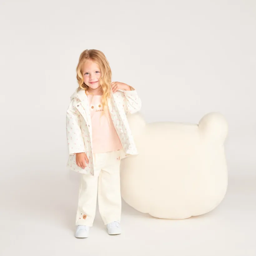 Gewatteerde parka met capuchon en bloemenprint voor babymeisjes