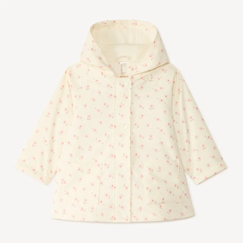 Gewatteerde parka met capuchon en bloemenprint voor babymeisjes