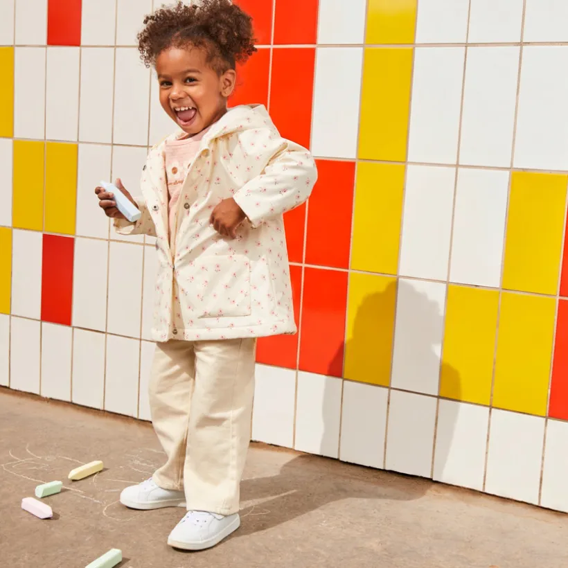 Gewatteerde parka met capuchon en bloemenprint voor babymeisjes
