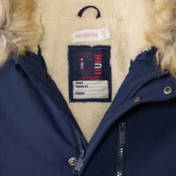 Gewatteerde parka met kap en afneembare nepbont jongens