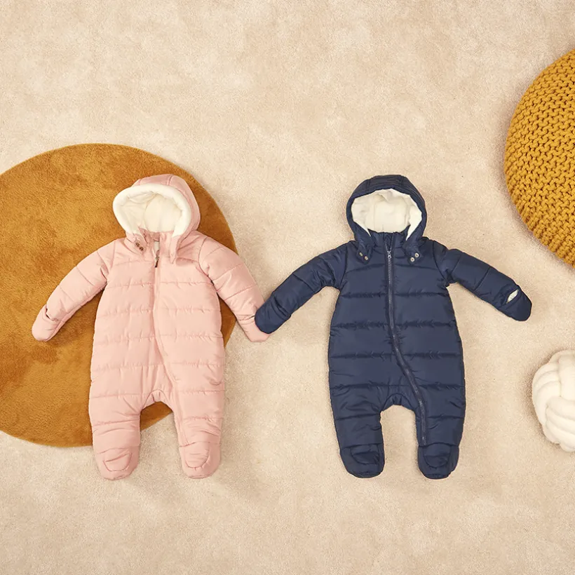 Gewatteerd pilotenpak effen voor babyjongens met leeftijdsspecifieke afwerkingen