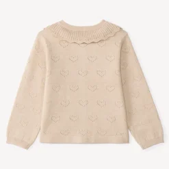 Gilet gebreide ajour in hartvorm voor babymeisjes met volantkraag.