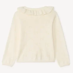 Gilet met Claudine-kraag van gebreid materiaal met uitsnijdingen voor babymeisjes