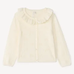 Gilet met Claudine-kraag van gebreid materiaal met uitsnijdingen voor babymeisjes
